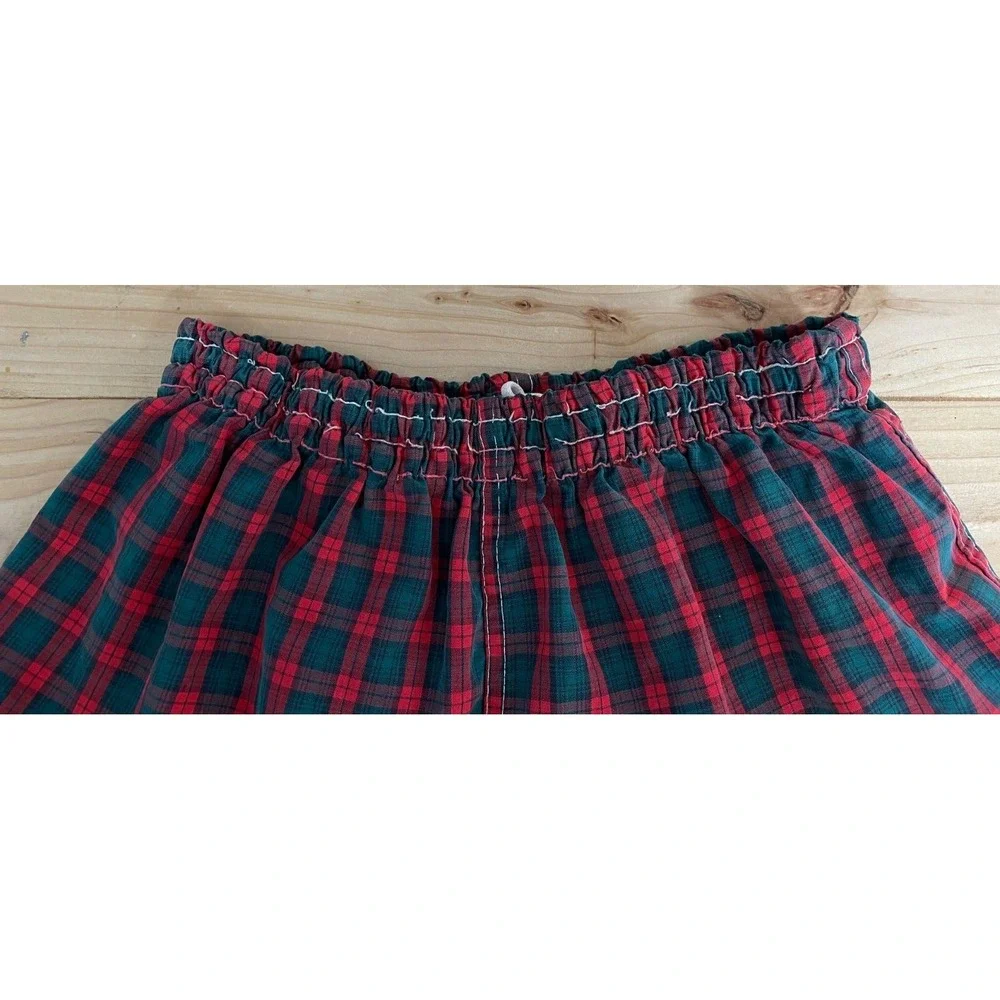 Vintage 50s 60s Campus Swim Shorts Mens S Red Green Plaid Trunks Beach Lined
